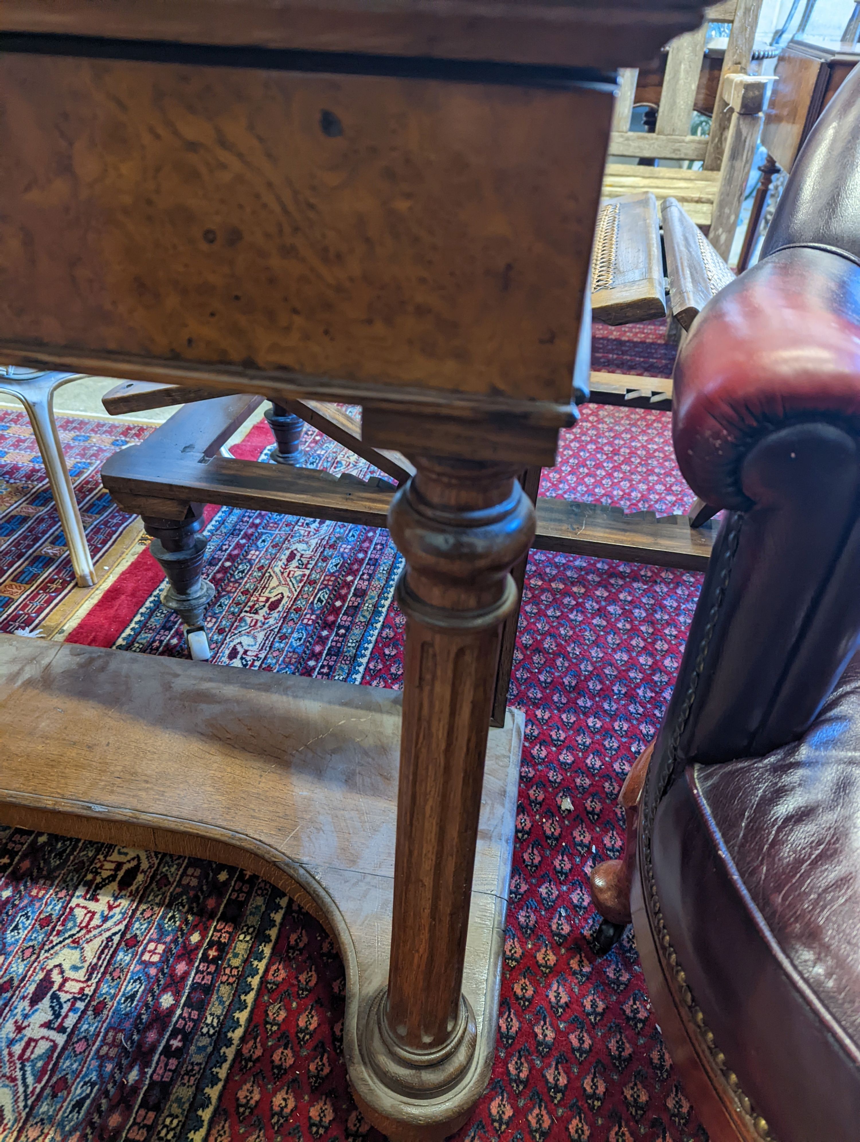 A 19th century pollarded oak console table, width 122cm, depth 53cm, height 85cm